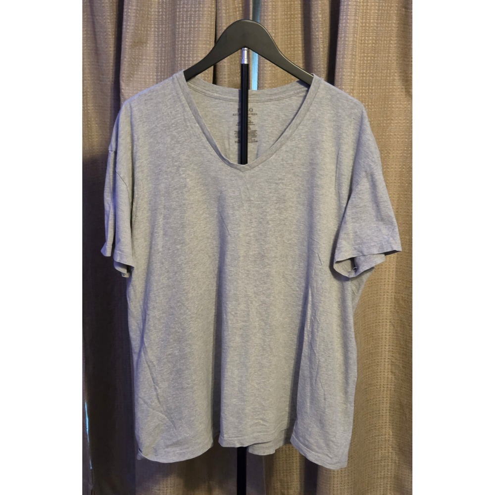 Polo Ralph Lauren Short Sleeve‎ V-Neck T-Shirt Men's Size XL Gray